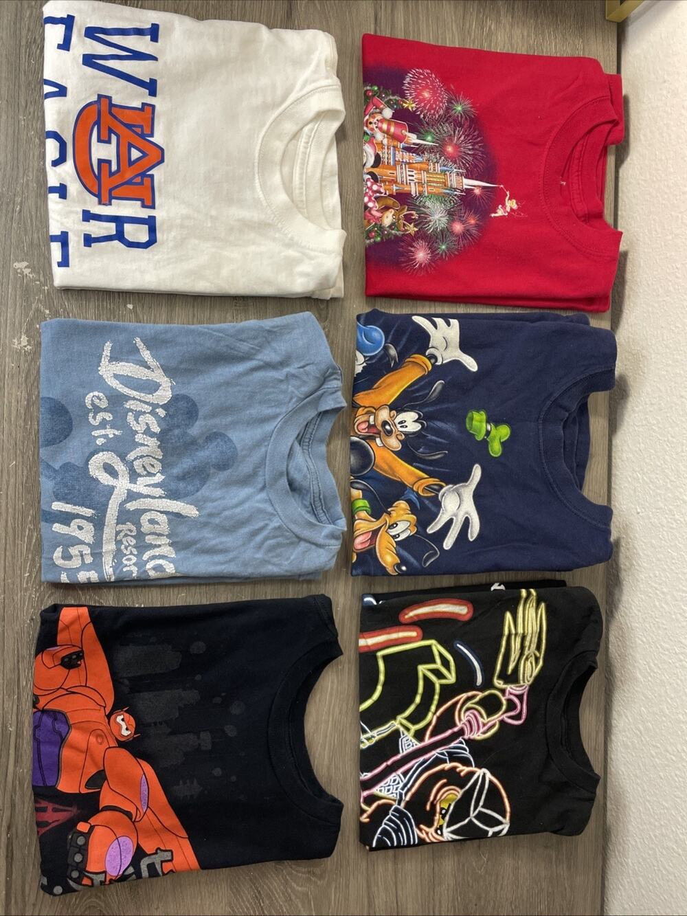 Disney Kids Boys Graphic T-Shirts Lot Size XS 4 5 Mickey Goofy Baymax Auburn 6pc